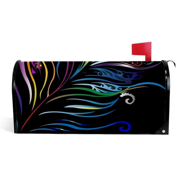 Coolnut Mailbox Cover Abstract Feathers Post Mail Box Cover Magnetic Mail Wraps Cover Oversize 25.4" L x 20.78" W