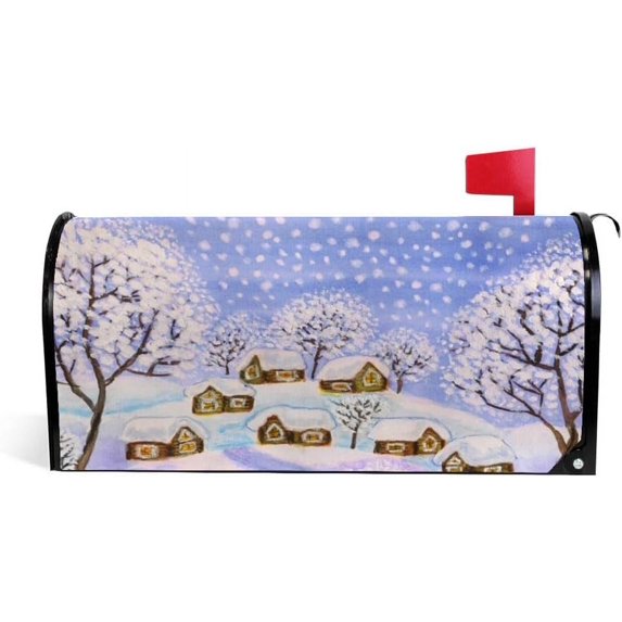 Coolnut Mailbox Cover Beautiful Snowy Landscape Post Mail Box Cover Magnetic Mail Wraps Cover Standard Size 20.7" L x 18" W