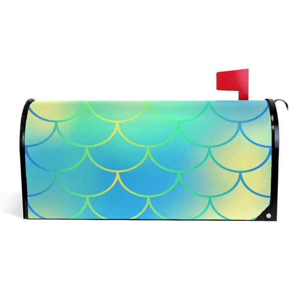 Coolnut Mailbox Cover Colorful Mermaid Scales Post Mail Box Cover Magnetic Mail Wraps Cover Oversize 25.4" L x 20.78" W