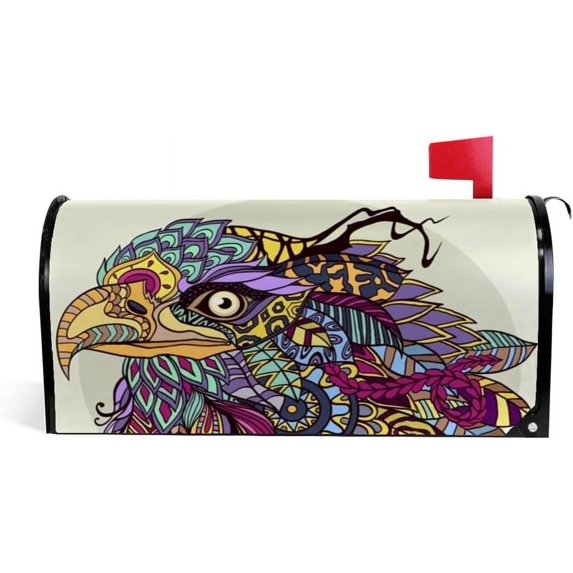 Coolnut Mailbox Cover Ethnic Eagle Head Post Mail Box Cover Magnetic Mail Wraps Cover Standard Size 20.7" L x 18" W