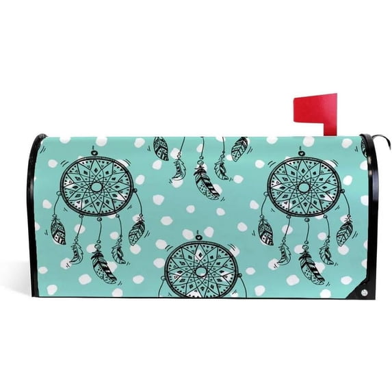 Coolnut Mailbox Cover Feathers Pattern Post Mail Box Cover Magnetic Mail Wraps Cover Standard Size 20.7" L x 18" W