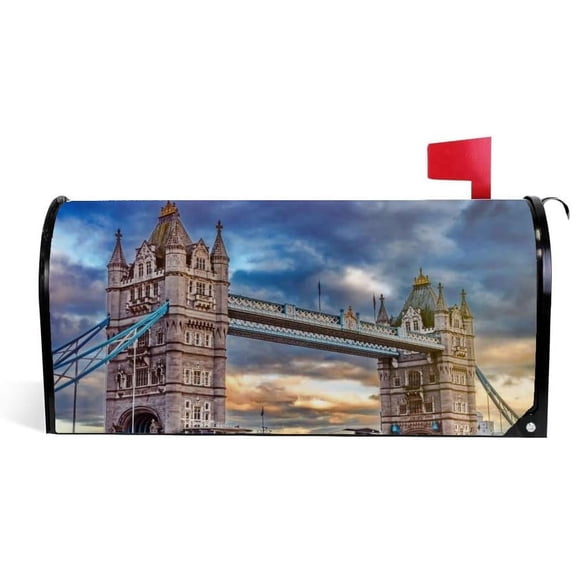 Coolnut Mailbox Cover London Tower Bridge Post Mail Box Cover Magnetic Mail Wraps Cover Standard Size 20.7" L x 18" W
