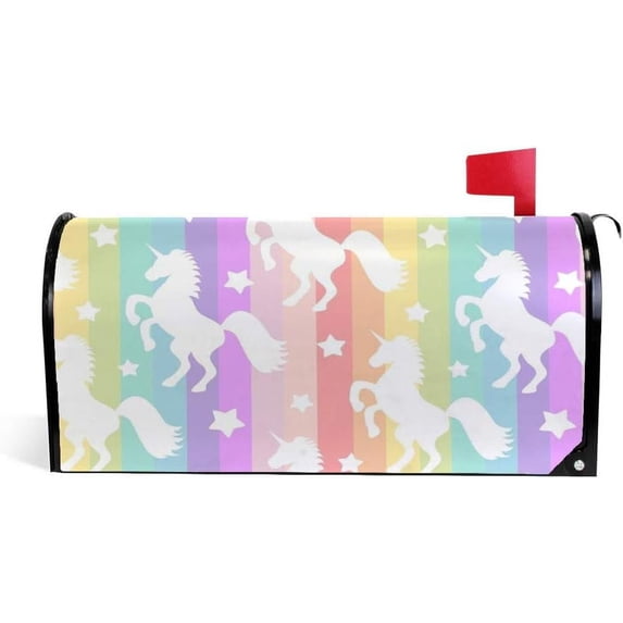 Coolnut Mailbox Cover Rainbow Unicorn Post Mail Box Cover Magnetic Mail Wraps Cover Standard Size 20.7" L x 18" W