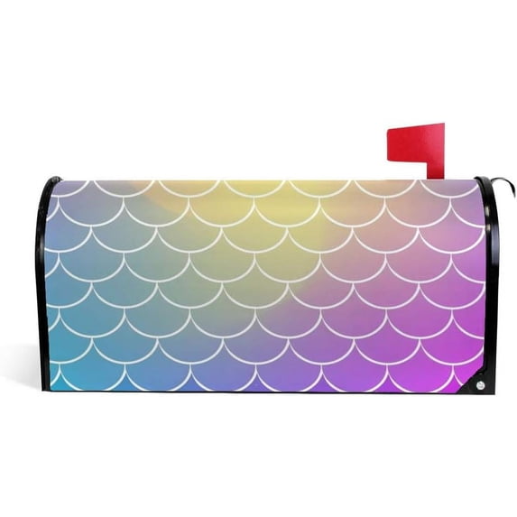 Coolnut Mailbox Cover Trendy Gradient Fish Scale Post Mail Box Cover Magnetic Mail Wraps Cover Standard Size 20.7" L x 18" W
