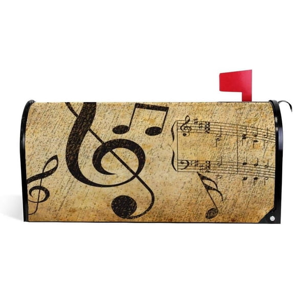 Coolnut Mailbox Cover Vintage Music Scene Post Mail Box Cover Magnetic Mail Wraps Cover Oversize 25.4" L x 20.78" W