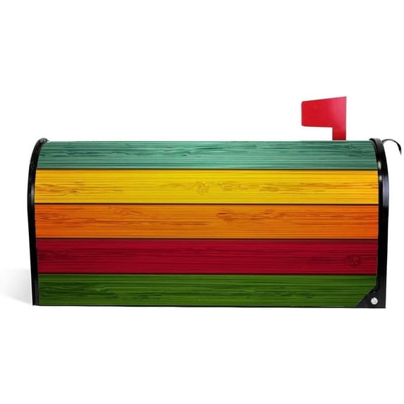 Coolnut Mailbox Covers Magnetic Oversize Colorful Wooden Background Seasonal Mail Wraps for Home Outdoor Decor, 25.4"x20.78"