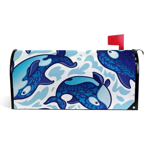 Coolnut Mailbox Covers Magnetic Oversize Decorative Orca Whales Seasonal Mail Wraps for Home Outdoor Decor, 25.4"x20.78"