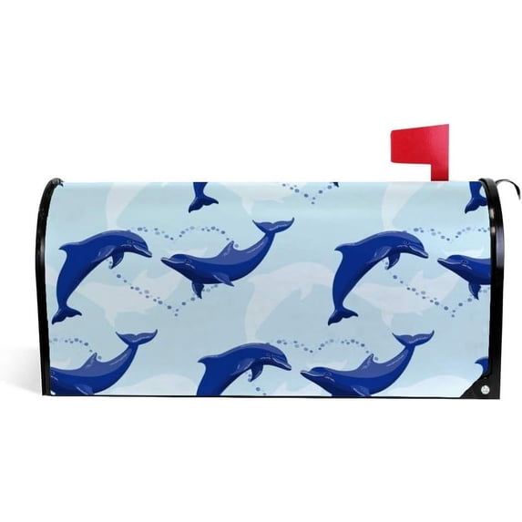 Coolnut Mailbox Covers Magnetic Oversize Dolphins Couple in The Sea Seasonal Mail Wraps for Home Outdoor Decor, 25.4"x20.78"