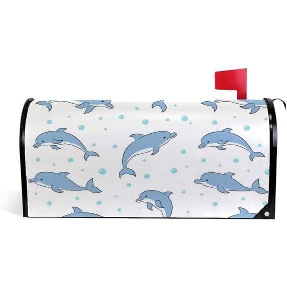 Coolnut Mailbox Covers Magnetic Oversize Dolphins Playing Seasonal Mail Wraps for Home Outdoor Decor, 25.4"x20.78"