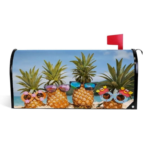 Coolnut Mailbox Covers Magnetic Oversize Family Pineapples Seasonal Mail Wraps for Home Outdoor Decor, 25.4"x20.78"
