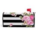 thumbnail image 1 of Coolnut Mailbox Covers Magnetic Oversize Flowers On Black White Stripe Seasonal Mail Wraps for Home Outdoor Decor, 25.4"x20.78", 1 of 5
