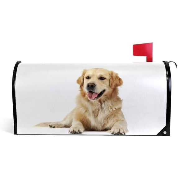 Coolnut Mailbox Covers Magnetic Oversize Satisfied Golden Retriever Seasonal Mail Wraps for Home Outdoor Decor, 25.4"x20.78"