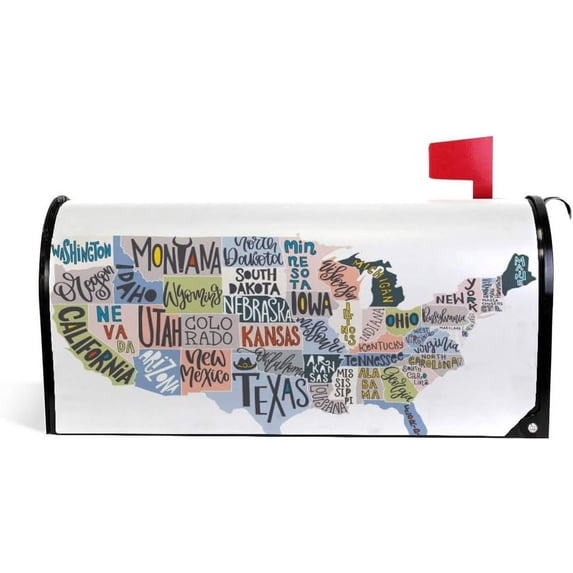 Coolnut Mailbox Covers Magnetic Oversize USA Map with States Seasonal Mail Wraps for Home Outdoor Decor, 25.4"x20.78"