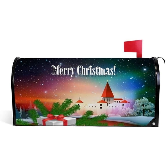 Coolnut Mailbox Covers, Magnetic Standard Size Christmas Castle and Gifts Seasonal Mail Wraps for Home Outdoor Decor, 20.7"x18.03"