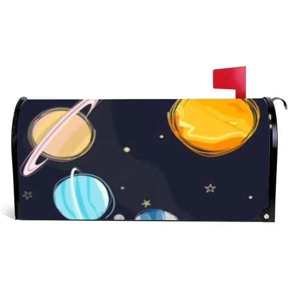 Coolnut Mailbox Covers, Magnetic Standard Size Collection of Planets in Solar System Seasonal Mail Wraps for Home Outdoor Decor, 20.7"x18.03"