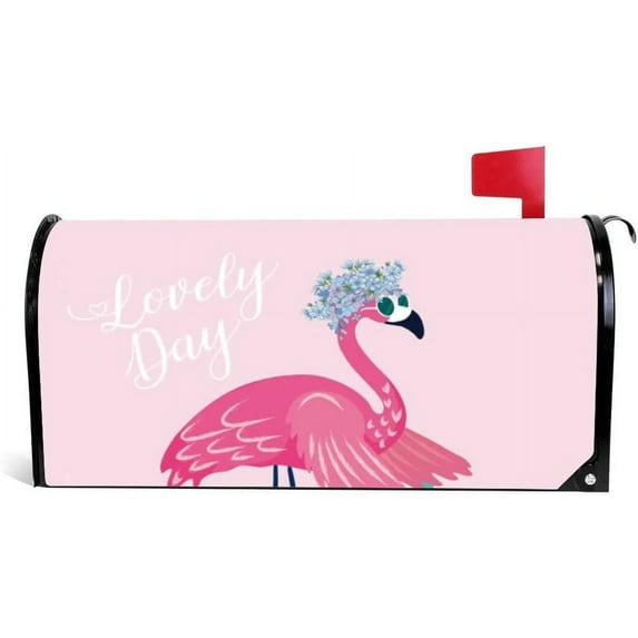 Coolnut Mailbox Covers Magnetic Standard Size Cute Flamingo with Sunglasses with Scooter Seasonal Mail Wraps for Home Outdoor Decor, 25.4"x20.78"