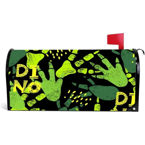 Coolnut Mailbox Covers, Magnetic Standard Size Dinosaur Footprint Tracks Seasonal Mail Wraps for Home Outdoor Decor, 20.7"x18.03"