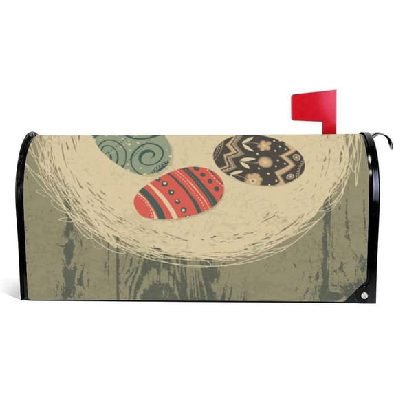 Coolnut Mailbox Covers, Magnetic Standard Size Easter Eggs in Nest Seasonal Mail Wraps for Home Outdoor Decor, 20.7"x18.03"