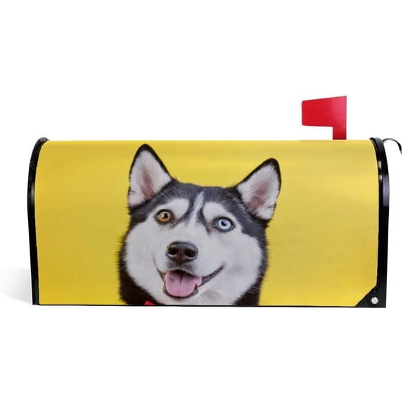 Coolnut Mailbox Covers, Magnetic Standard Size Funny Husky Seasonal Mail Wraps for Home Outdoor Decor, 20.7"x18.03"