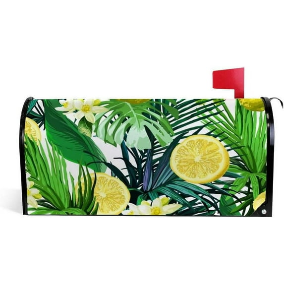 Coolnut Mailbox Covers, Magnetic Standard Size Lemon Flowers Tropical Leaves Seasonal Mail Wraps for Home Outdoor Decor, 20.7"x18.03"