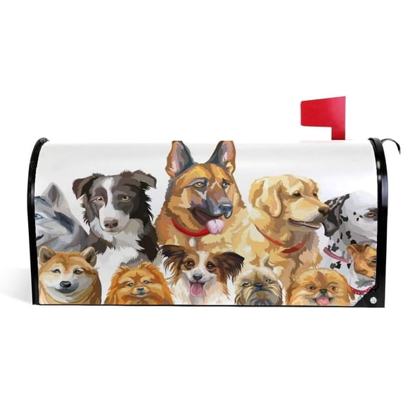 Coolnut Mailbox Covers, Magnetic Standard Size Portrait of Dogs Seasonal Mail Wraps for Home Outdoor Decor, 20.7"x18.03"