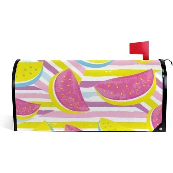 Coolnut Mailbox Covers, Magnetic Standard Size Watermelon Geometric Pattern Seasonal Mail Wraps for Home Outdoor Decor, 20.7"x18.03"