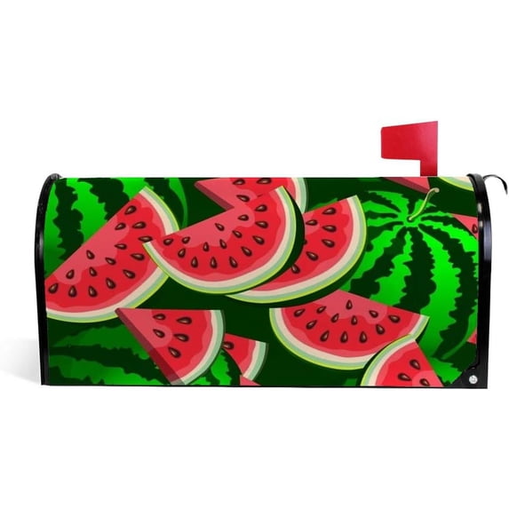 Coolnut Mailbox Covers, Magnetic Standard Size Watermelon Pattern Seasonal Mail Wraps for Home Outdoor Decor, 20.7"x18.03"
