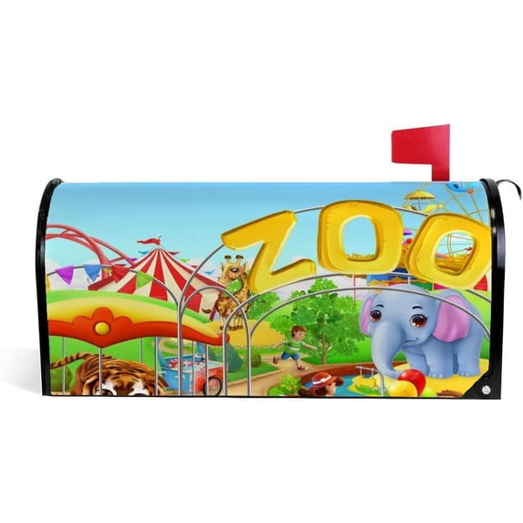 Coolnut Mailbox Covers, Magnetic Standard Size Zoo Park Seasonal Mail Wraps for Home Outdoor Decor, 20.7"x18.03"