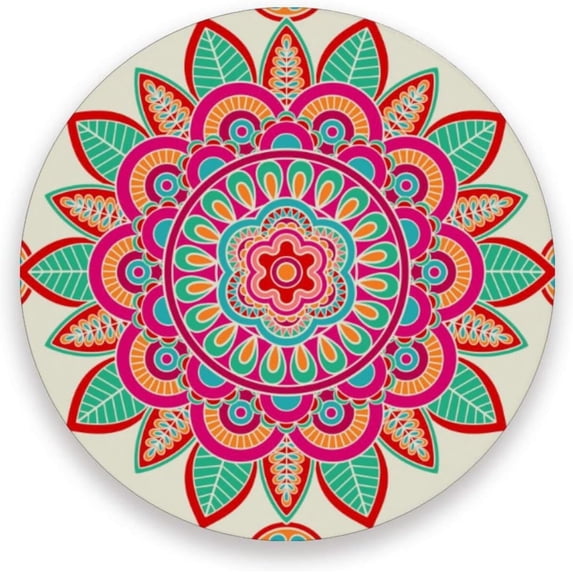 Coolnut Mandala Round Cup Coaster with Ceramic Stone and Cork Base 1PCS, Absorbent Cup Mats, Cup Protection Mat for Home, Kitchen and Bar50 Home Decor Gifts
