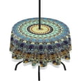 thumbnail image 1 of Coolnut Mandala Round Tablecloth with Zipper Umbrella Hole, Waterproof Washable Polyester Fabric Table Cover for Outdoor Patio Garden Party, 60", 1 of 7