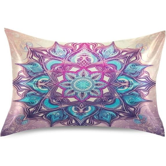 Coolnut Mandela Pattern Satin Pillowcase for Hair and Skin Silk Pillowcase Soft Sleeping Pillow Covers Smooth Cooling Pillowcase with Envelope Closure Size Standard 20x26 in Home Decor Gifts