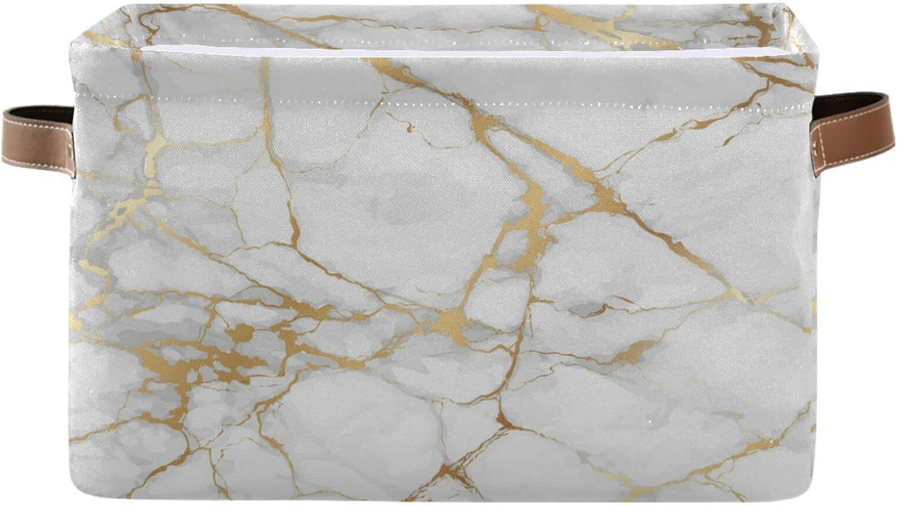 Coolnut Marble Large Square Storage Basket Bin with Handles 2PCS