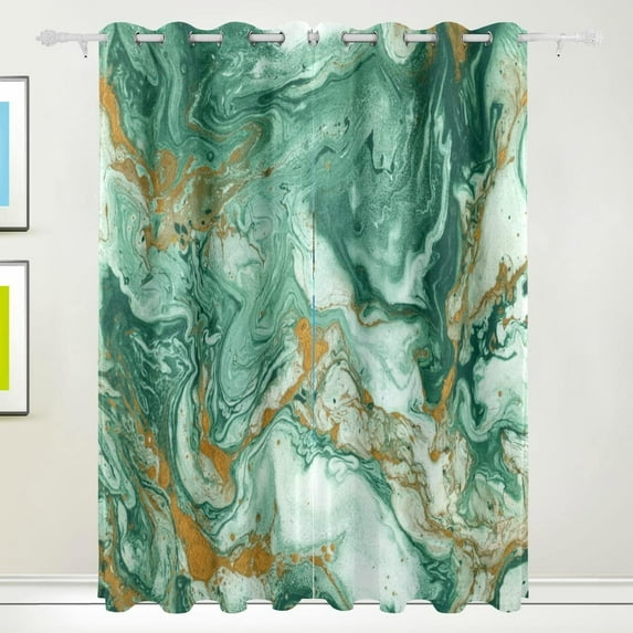 Coolnut Marble Texture Blackout Curtain for Bedroom, 2 Panels Thermal Insulated Blackout Drapes Long Darkening Curtains with Grommets,55"x 72"