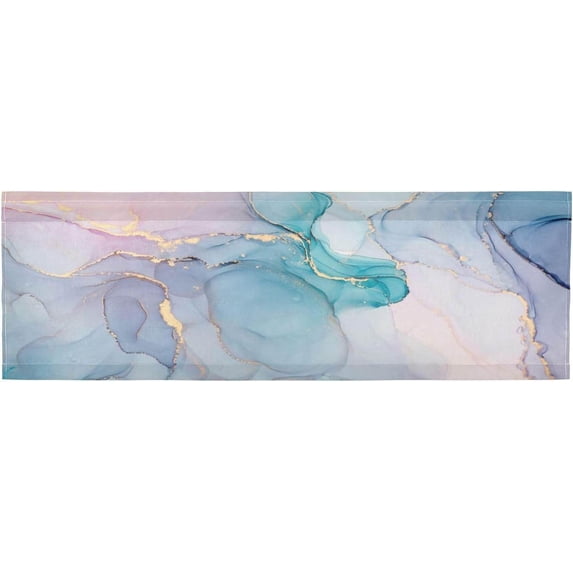 Coolnut Marble Valance Curtains for Kitchen or Bathroom, 54x18in Valances Window Treatment Rod Pocket Drape Light Filtering Living Room Bedroom Decor