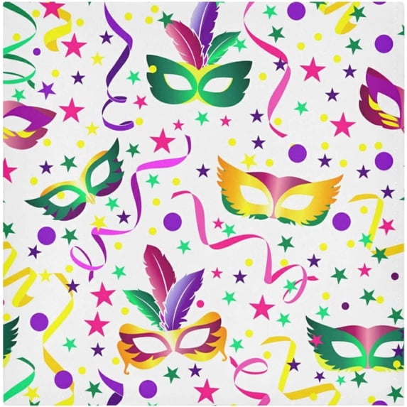 Coolnut Mardi Gras Colorful Carnival Cloth Napkins 1PCS,Masquerade Party Mask Feather Soft and Skin Friendly Dinner Napkins Washable for Dinner, Hotel,Reunion,BBQ Party