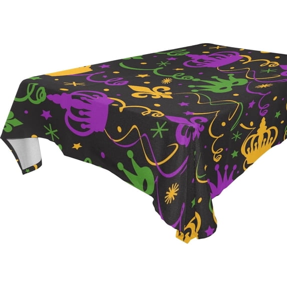 Coolnut Mardi Gras Crown Tablecloth Rectangle Colorful Table Cloth Large Square Table Cover for Dining Kitchen Party 54"x54" Decor Gift