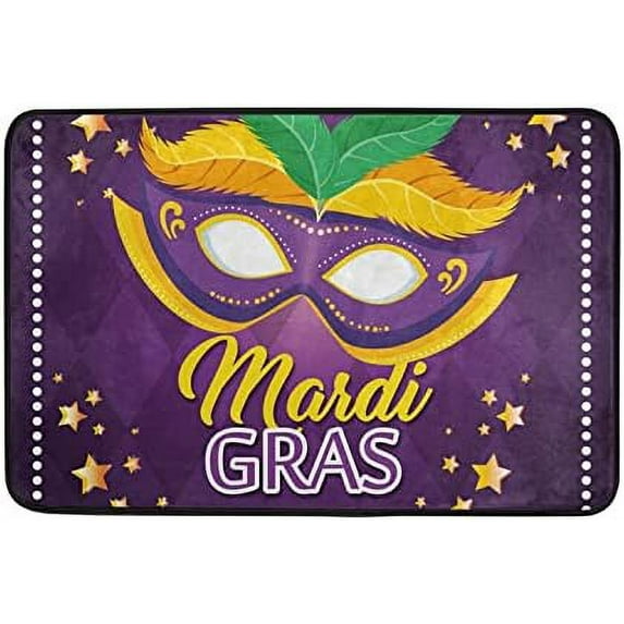 Coolnut Mardi Gras Door Mats Non-Slip Washable Indoor Outdoor Entrance Welcome Floor Mat for Kitchen Bathroom Bedroom Home Decor,23.6"x15.7"
