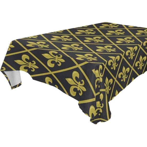 Coolnut Mardi Gras Gold Black Tablecloth Rectangle Colorful Table Cloth Large Square Table Cover for Dining Kitchen Party 60"x108" Decor Gift
