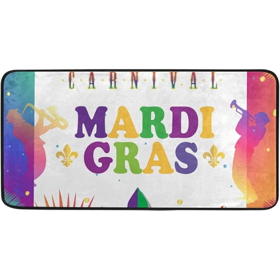 Coolnut Mardi Gras Kitchen Rug, 39"x20" Anti Fatigue Non-Slip Bath Rug, Entryways Runner Comfort Mat for Kitchen Washroom Bedroom