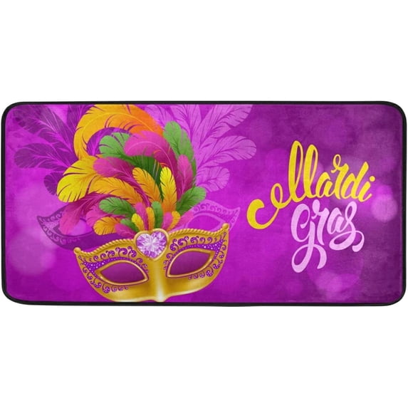 Coolnut Mardi Gras Kitchen Rug, 39"x20" Anti Fatigue Non-Slip Bath Rug, Entryways Runner Comfort Mat for Kitchen Washroom Bedroom