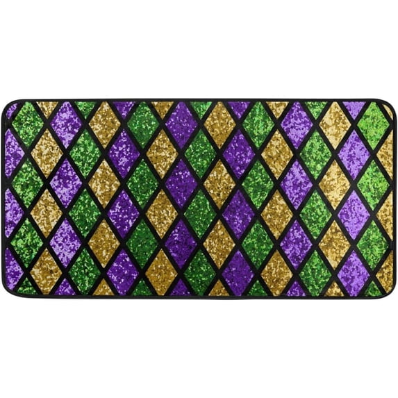 Coolnut Mardi Gras Kitchen Rug, 39"x20" Anti Fatigue Non-Slip Bath Rug, Entryways Runner Comfort Mat for Kitchen Washroom Bedroom
