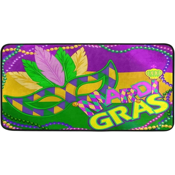Coolnut Mardi Gras Kitchen Rug, 39"x20" Anti Fatigue Non-Slip Bath Rug, Entryways Runner Comfort Mat for Kitchen Washroom Bedroom