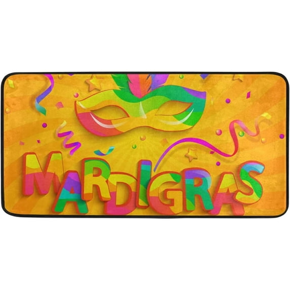 Coolnut Mardi Gras Kitchen Rug, 39"x20" Anti Fatigue Non-Slip Bath Rug, Entryways Runner Comfort Mat for Kitchen Washroom Bedroom