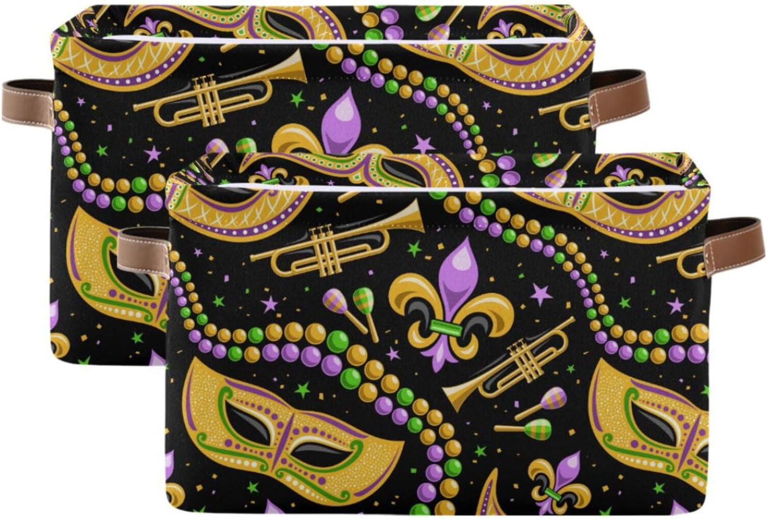 Coolnut Mardi Gras Mask Pattern Foldable Storage Basket for Shelves Coolnut Mardi Gras Mask Pattern Foldable Storage Basket for Shelves