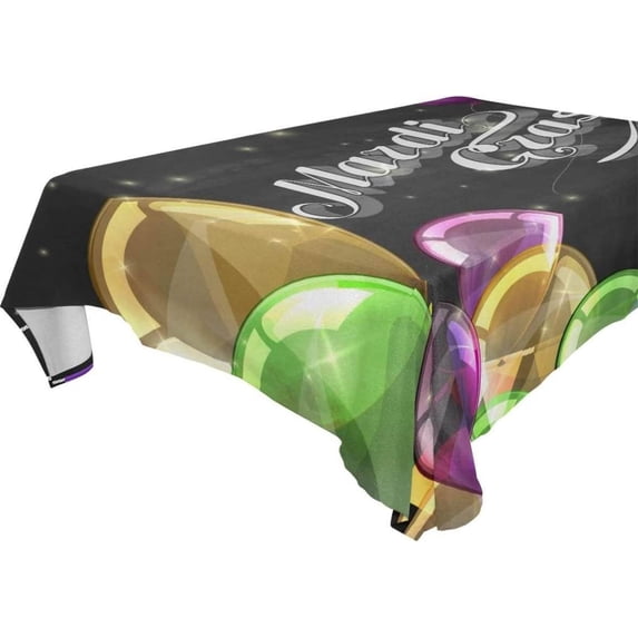 Coolnut Mardi Gras Rectangle Tablecloth Spill-Proof Polyester Table Cloth Table Cover for Kitchen Dining Picnic Holiday Party Decoration,54"x54"