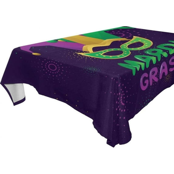 Coolnut Mardi Gras Rectangle Tablecloth Spill-Proof Polyester Table Cloth Table Cover for Kitchen Dining Picnic Holiday Party Decoration,54"x54"