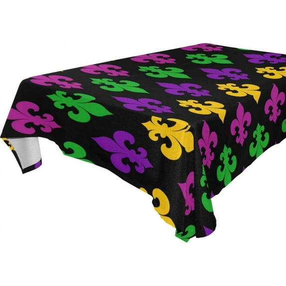 Coolnut Mardi Gras Rectangle Tablecloth Spill-Proof Polyester Table Cloth Table Cover for Kitchen Dining Picnic Holiday Party Decoration, 54"x72"
