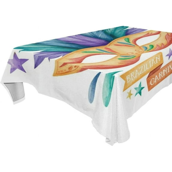 Coolnut Mardi Gras Rectangle Tablecloth Spill-Proof Polyester Table Cloth Table Cover for Kitchen Dining Picnic Holiday Party Decoration, 54"x72"