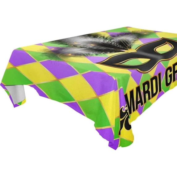 Coolnut Mardi Gras Rectangle Tablecloth Spill-Proof Polyester Table Cloth Table Cover for Kitchen Dining Picnic Holiday Party Decoration, 54"x72"