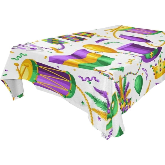 Coolnut Mardi Gras Rectangle Tablecloth Spill-Proof Polyester Table Cloth Table Cover for Kitchen Dining Picnic Holiday Party Decoration,60"x108"
